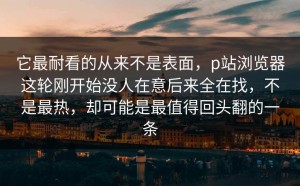 它最耐看的从来不是表面，p站浏览器这轮刚开始没人在意后来全在找，不是最热，却可能是最值得回头翻的一条