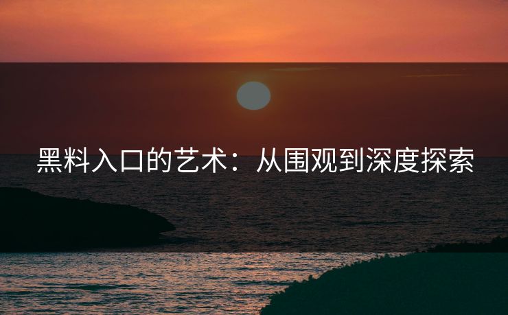 黑料入口的艺术:从围观到深度探索 黑料入口的艺术:从围观到深度探索