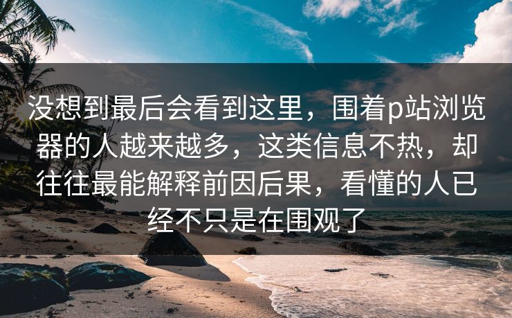 没想到最后会看到这里，围着p站浏览器的人越来越多，这类信息不热，却往往最能解释前因后果，看懂的人已经不只是在围观了